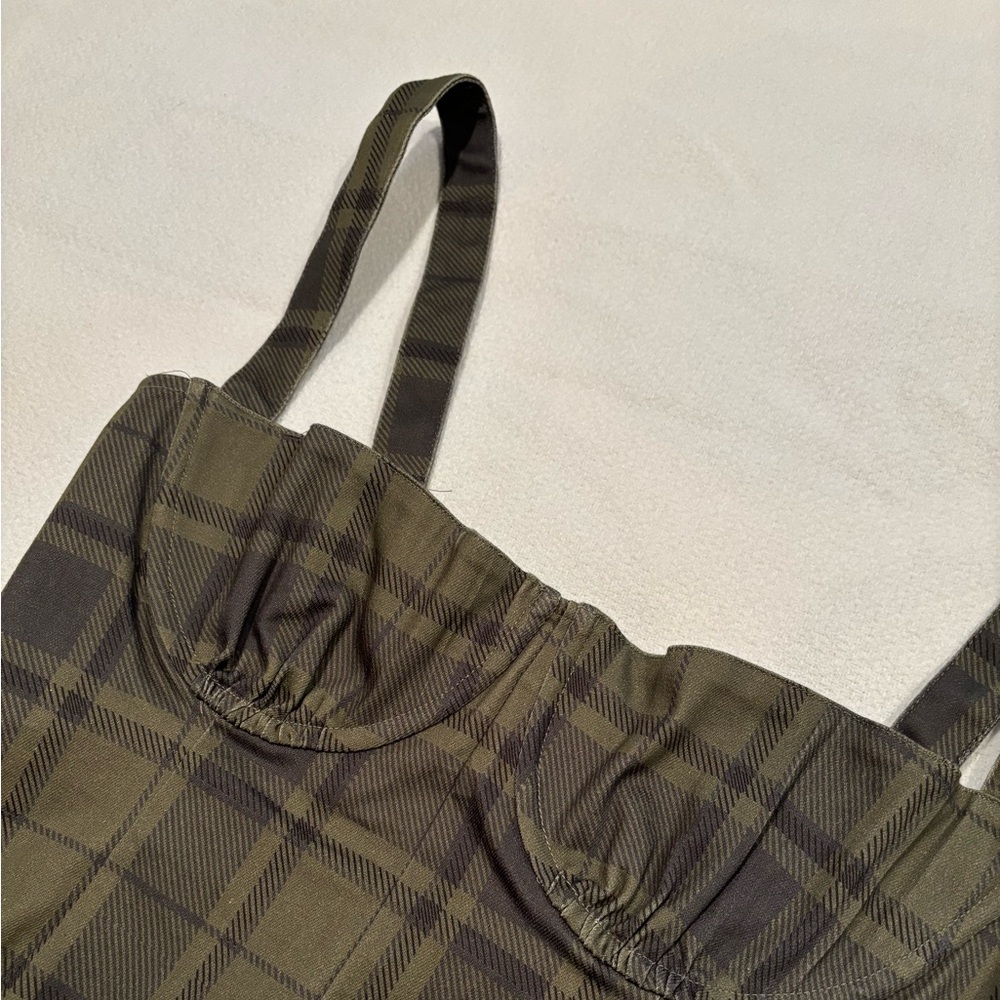 Plaid corset bustier top